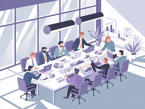 illustration of people around a table