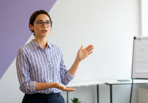 person pitching a project